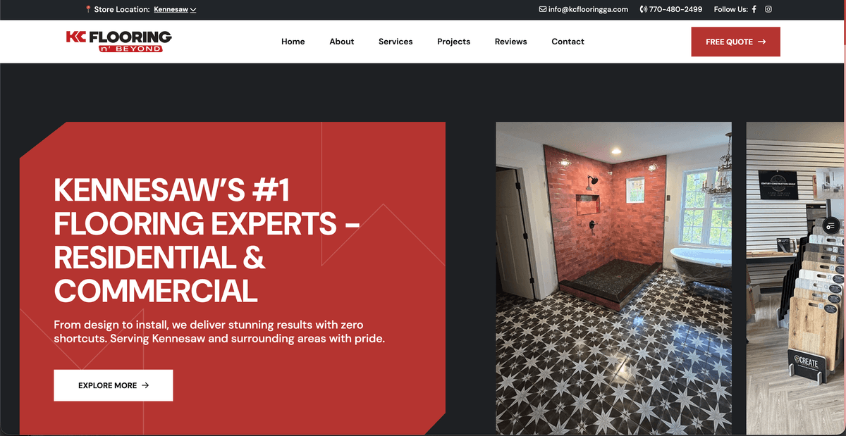 KC Flooring new website after redesign